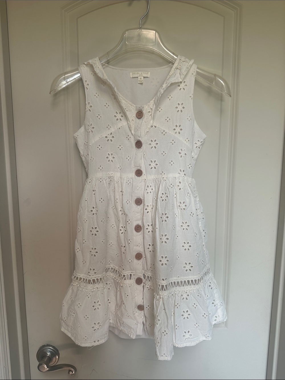 Chelsea & Violet Cream Eyelet Button-Front Sundress - Girls M